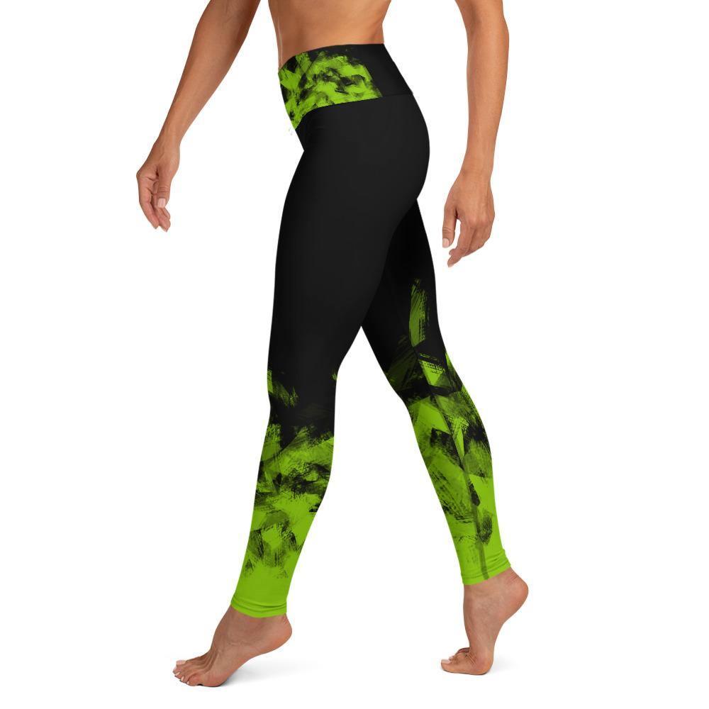 Fire Fit Designs Green on Black Workout Leggings for Women Butt Lift Yoga Pants for Women High Waisted Leggings for Women