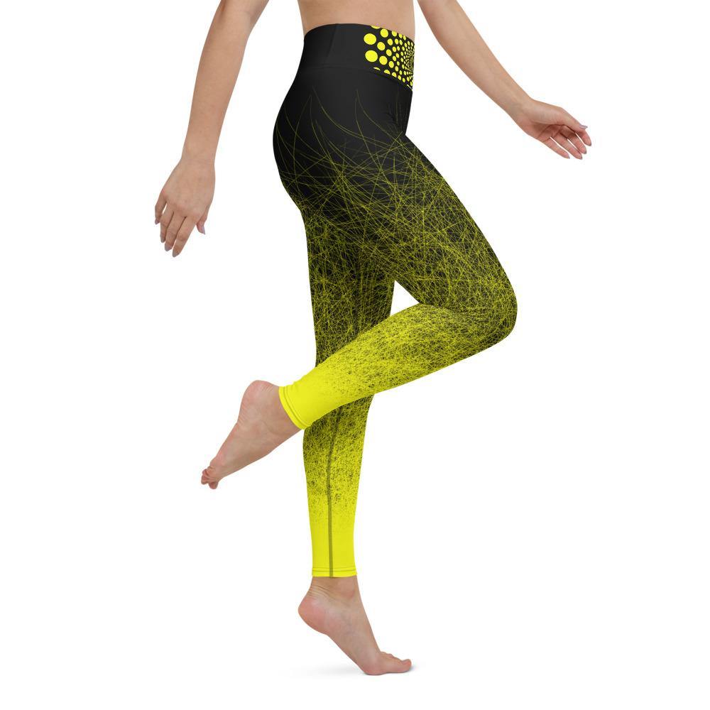 Fire Fit Designs Black & Yellow Workout Leggings for Women Butt Lift Yoga Pants for Women High Waisted Leggings for Women