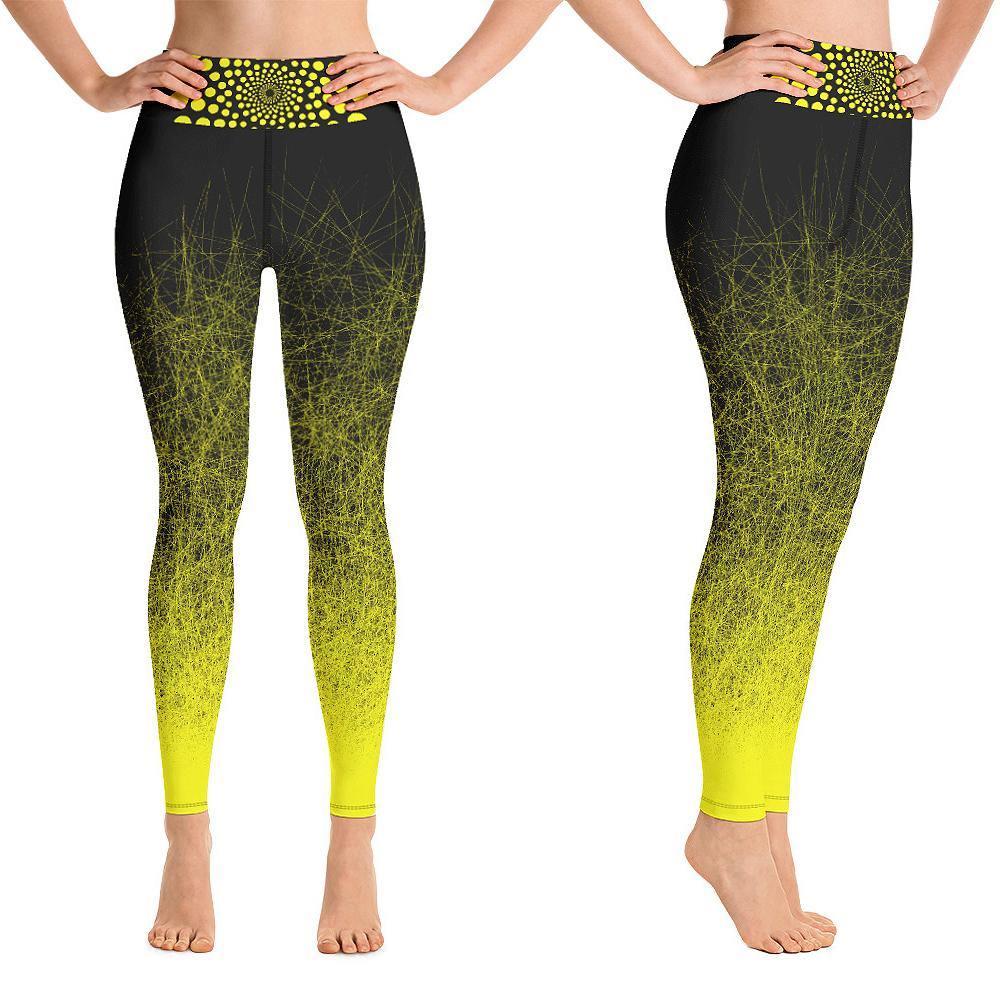 Fire Fit Designs Black & Yellow Workout Leggings for Women Butt Lift Yoga Pants for Women High Waisted Leggings for Women