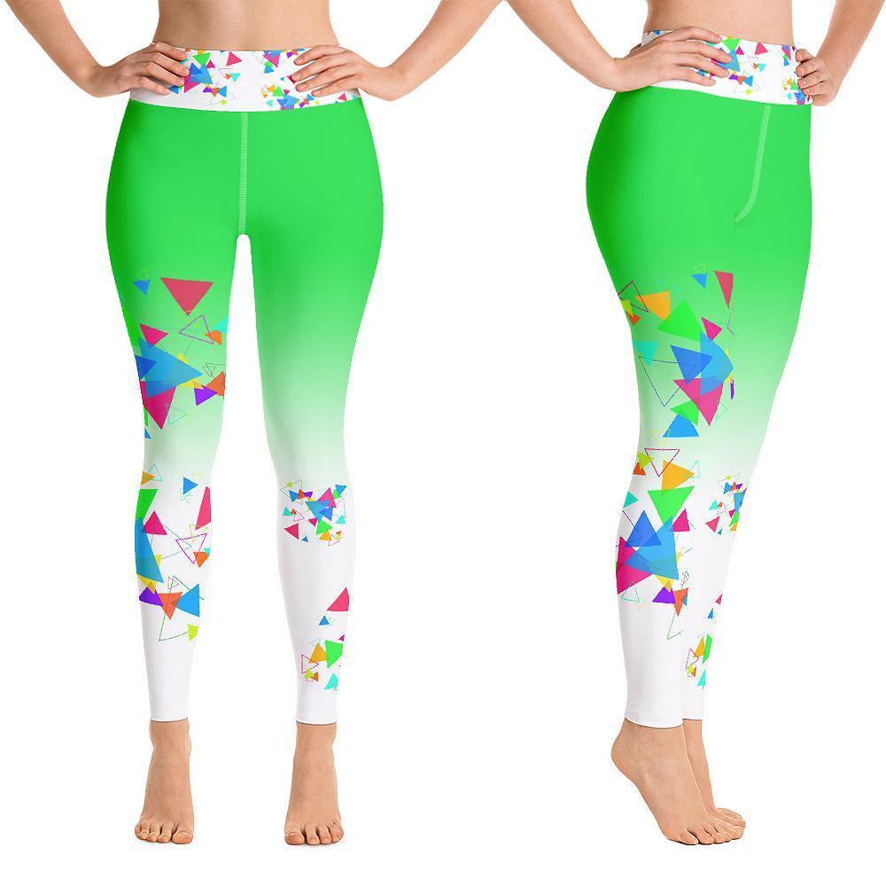 Fire Fit Designs White & Green Yoga Pants for Women Yoga Leggings for Women Butt Lift Tummy Control Green Workout Leggings