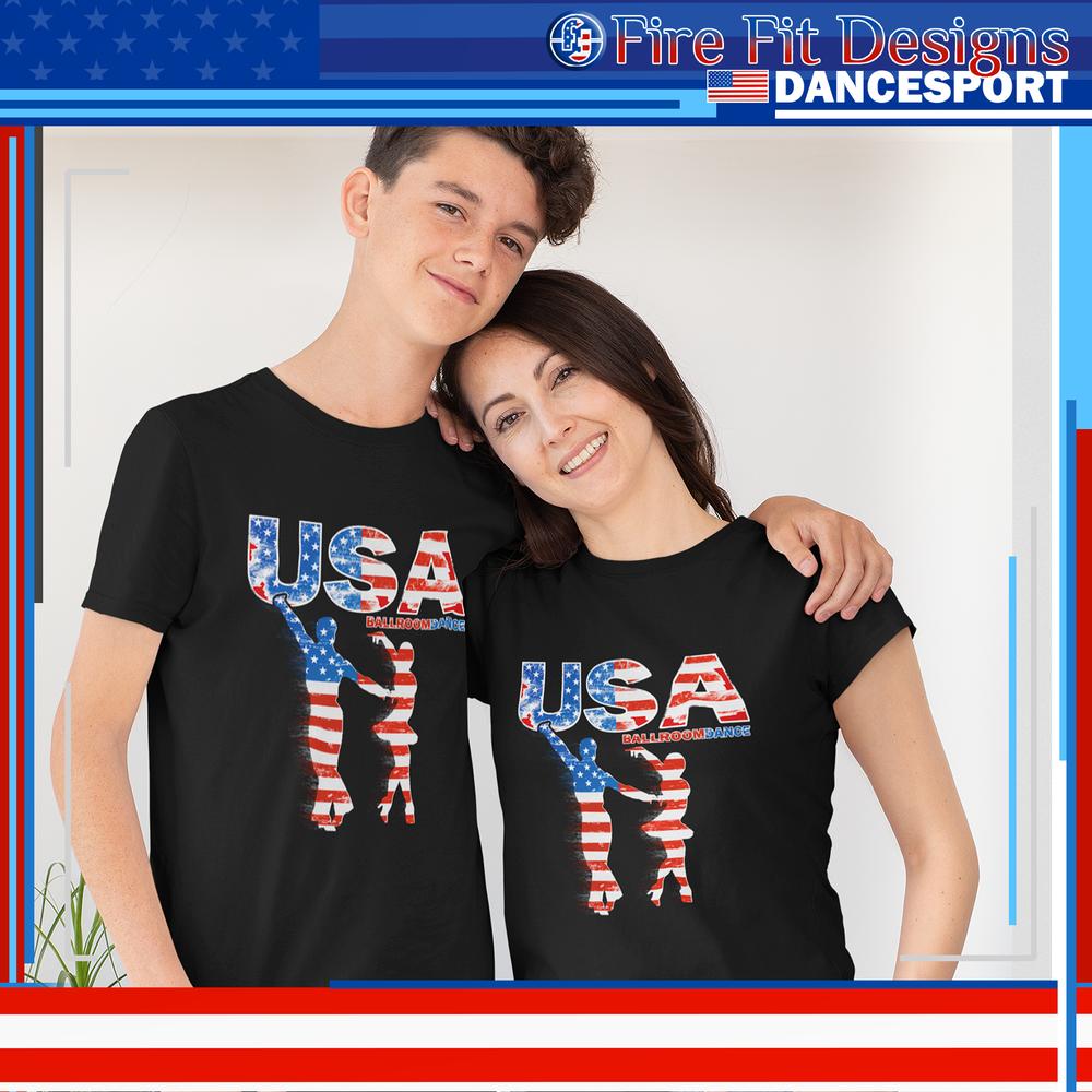 Fire Fit Designs Ballroom Dancer T-Shirt for Boys Ballroom Dancing Tee Ballroom Dance Gift USA Dancewear Latin Dance Shirt