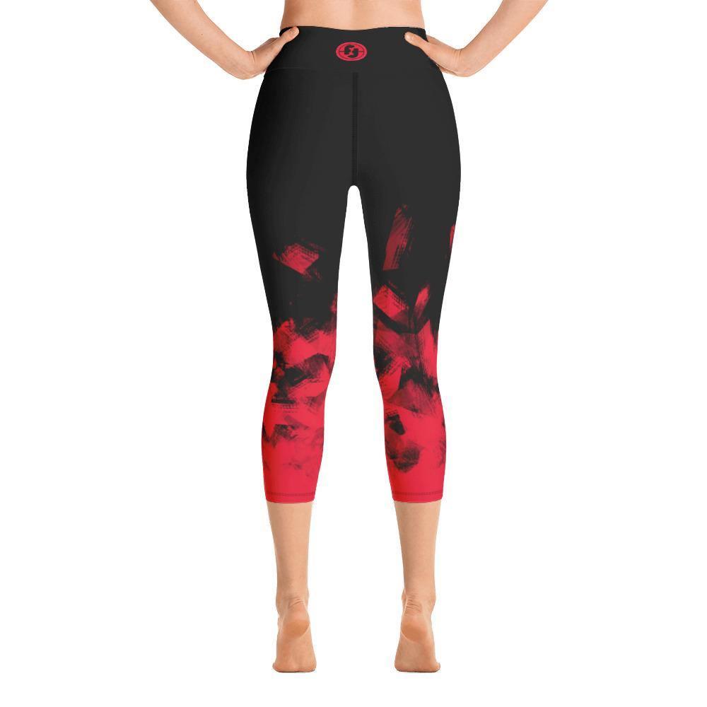 Fire Fit Designs Red on Black Capri Leggings for Women Butt Lift Yoga Pants for Women Tummy Control Leggings High Waisted