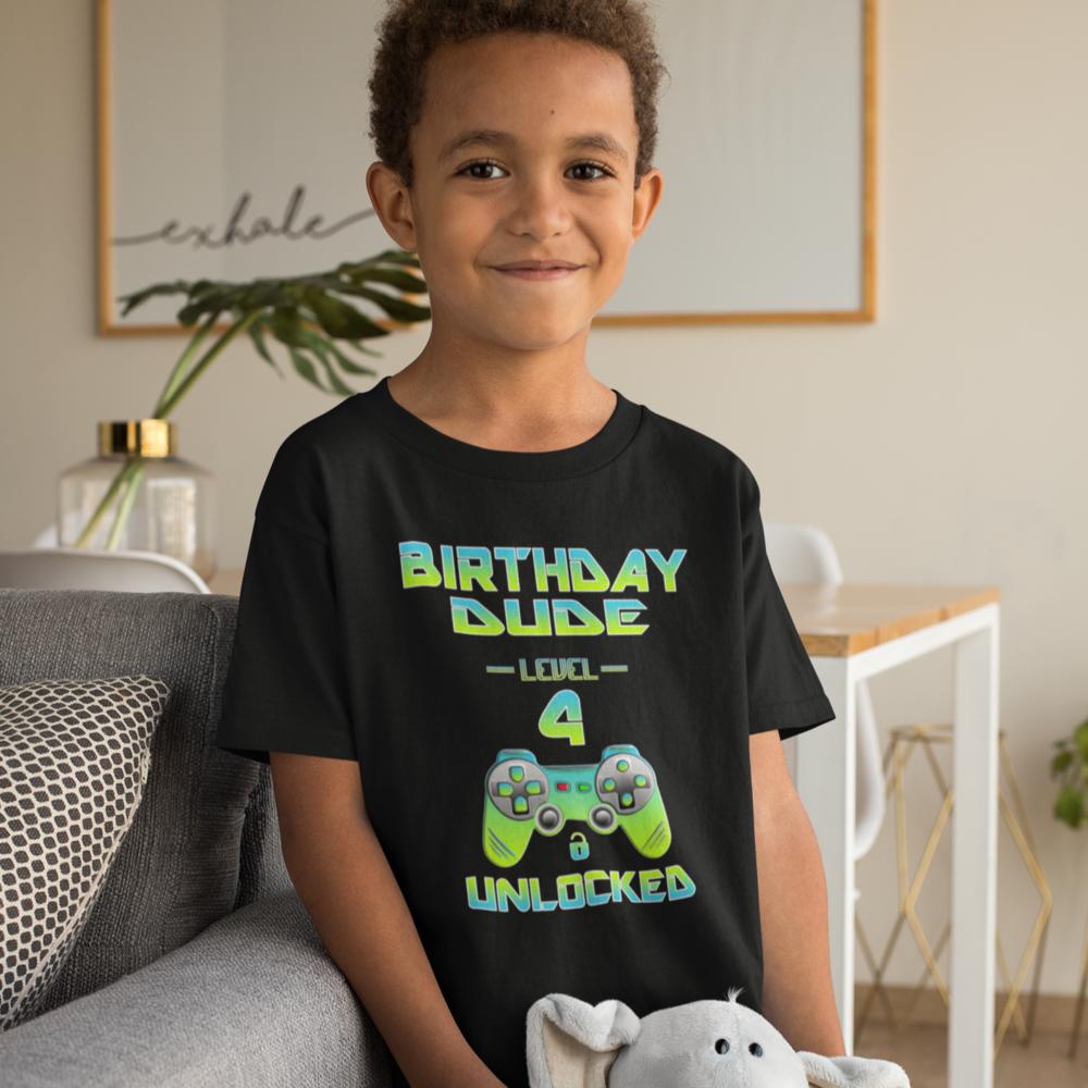 Fire Fit Designs 4th Birthday Shirt Boy - Birthday Boy Shirt 4 Gift - It's My Birthday Dude Birthday Party Graphic Tees for BOYS