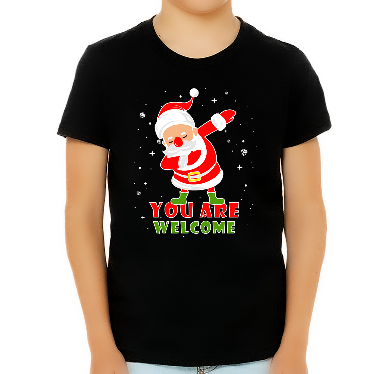 Fire Fit Designs Boys Christmas Shirt Funny Family Christmas Tshirts for Boys Funny Dabbing Santa Shirts for Boys