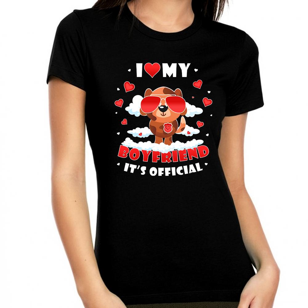 Fire Fit Designs I Love My Boyfriend Shirt I Heart Valentine Shirts for Women Shirt Valentines Day Gifts for Her