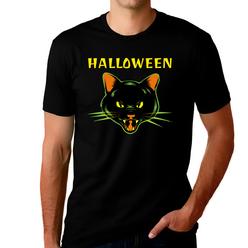 Fire Fit Designs Black Cat Mens Halloween Shirt Funny Halloween Shirts for Men Black Cat Shirt Halloween Clothes for Men