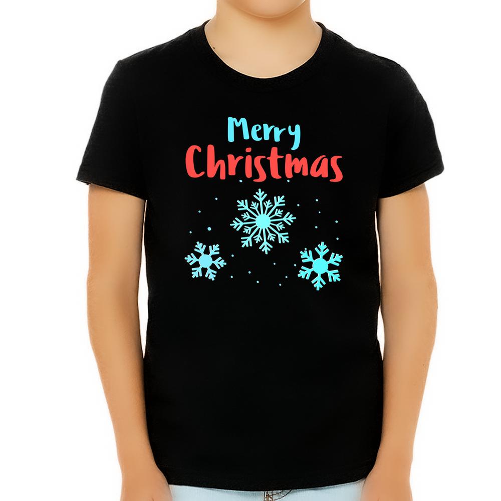 Fire Fit Designs Kids Cute Snowflake Boys Christmas TShirts for Boys Cute Christmas Pajamas for Kids Boys Christmas Shirt