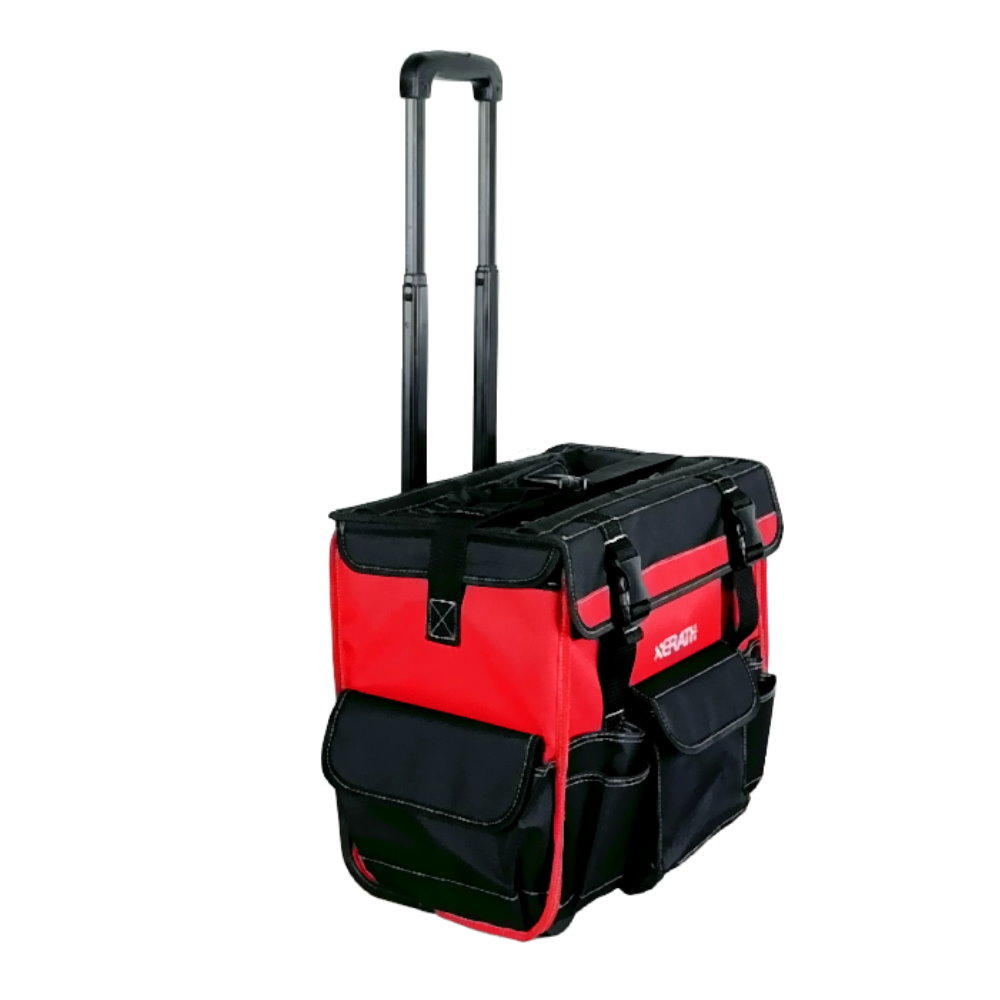 XERATH 18 inch Quality Rolling Tool Bag with Handle, Strengthen Load Bearing, Silent Pulley, Multiple Pockets