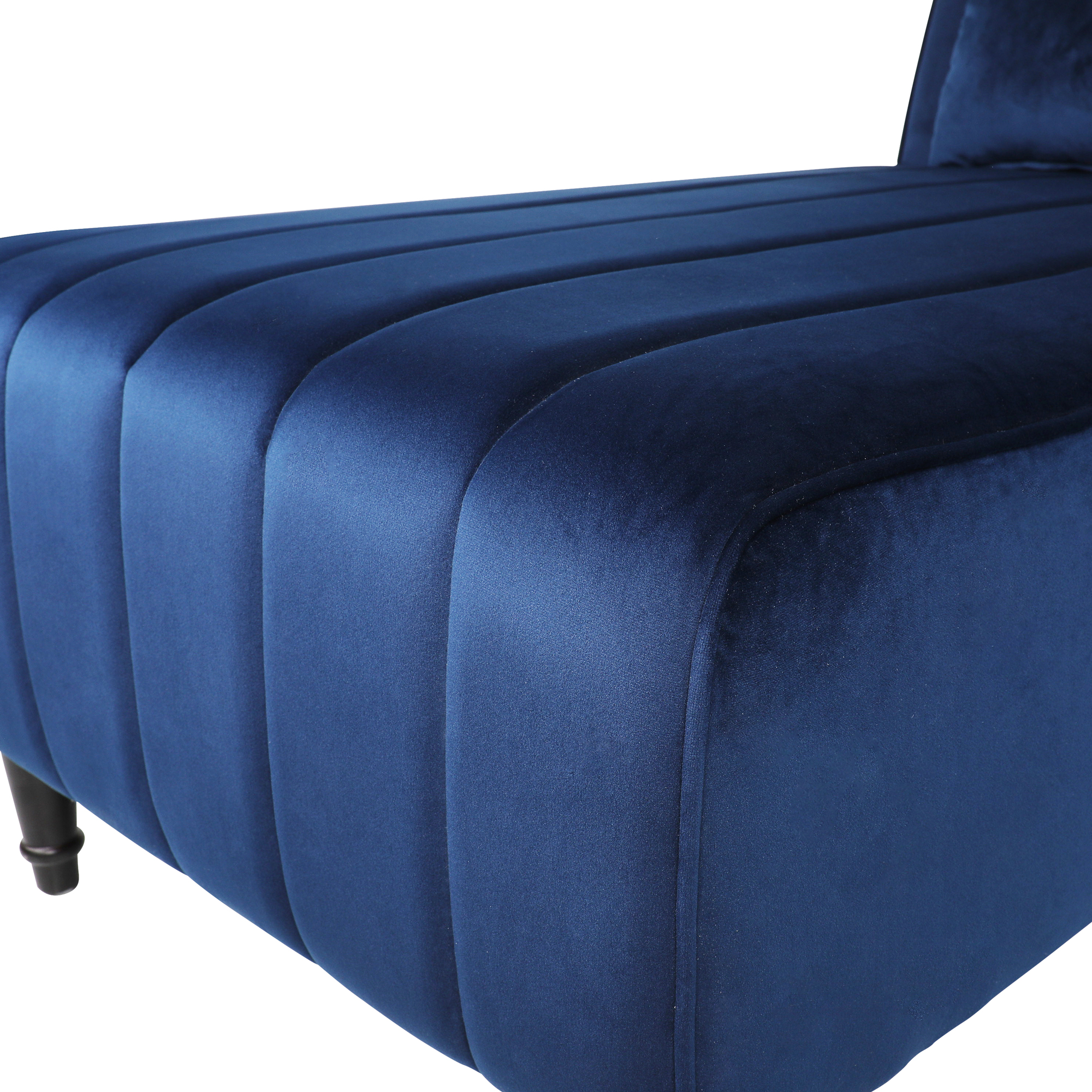CASANINA Glam Strip-Shaped Armless Velvet Chaise Longue With Extra Backrest Pillow, Dark Blue （43.7" X 12.4" X 29.8"）