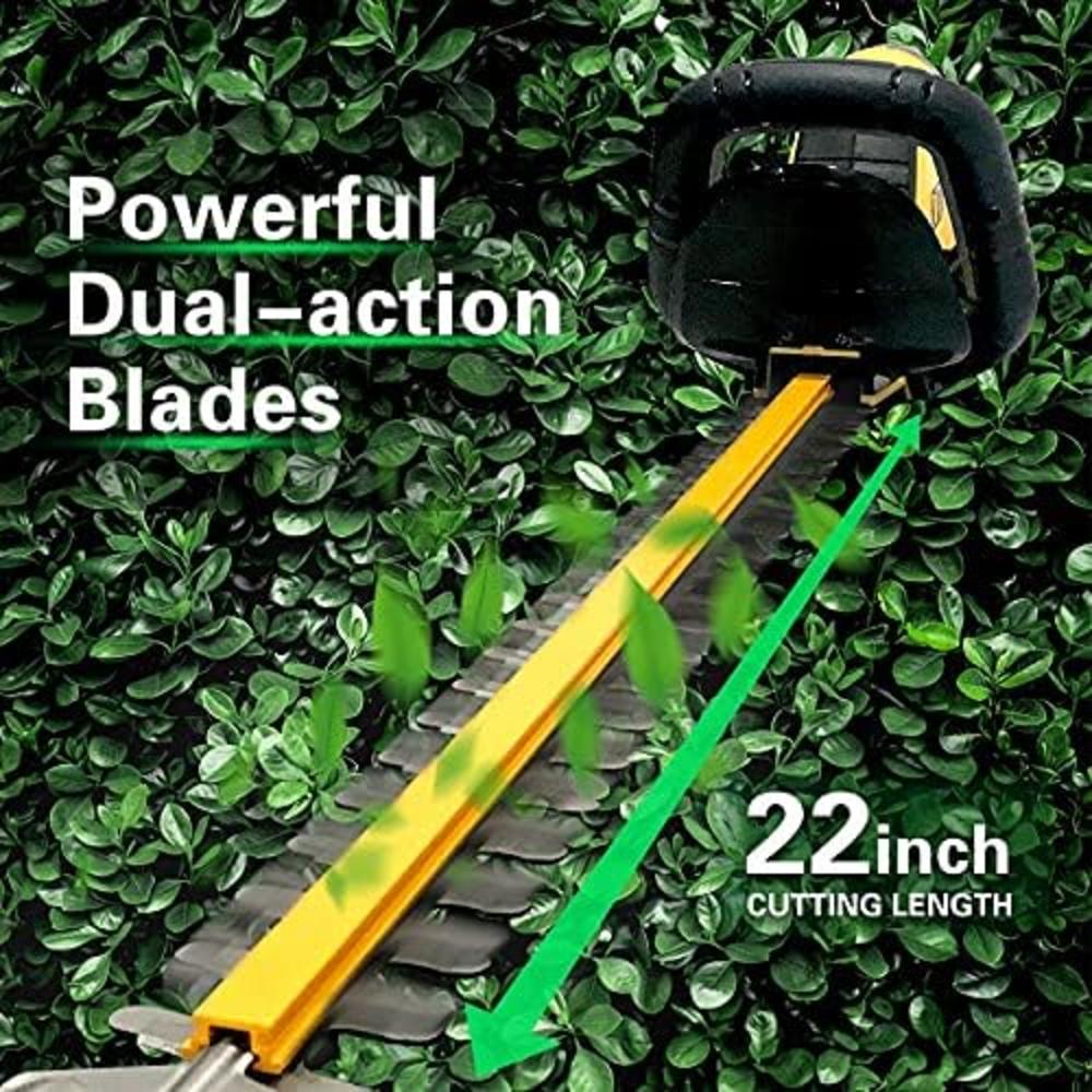 XERATH ZEGJAW 20V Cordless Hedge Trimmer with 22inch Dual Action Blade, Comfortable Grip Handle, Include 20V Removable Battery