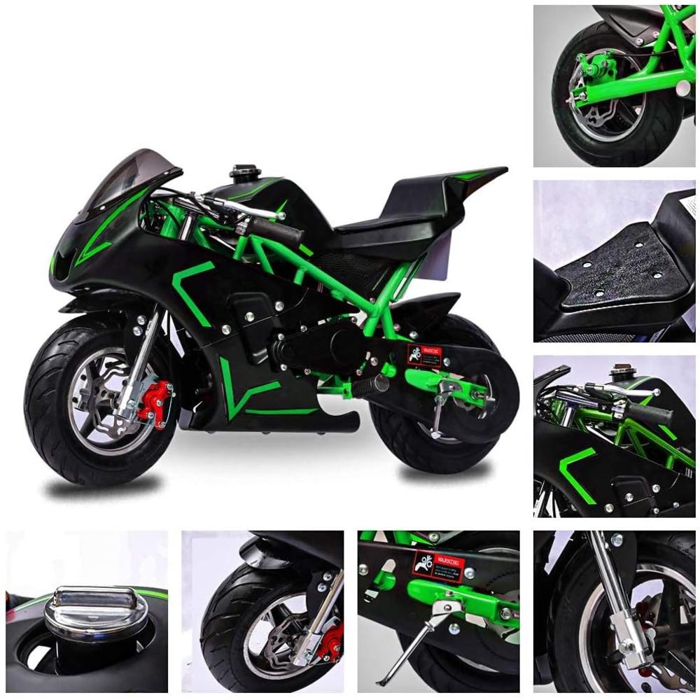 GoBowen 40CC 4-Stroke Kids Gas Pocket Bike Mini Motorcycle Green/Black