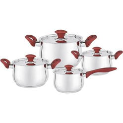 Kapas New 4-Piece Cookware Set Stainless Steel，Red
