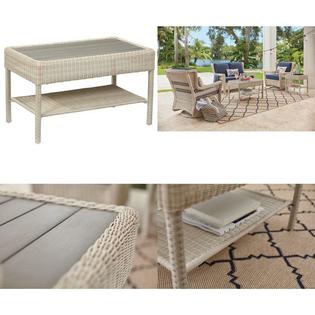 Hampton Bay 65 21455w Park Meadows Off White Wicker Outdoor Patio Coffee Table White Wicker Outdoor Patio Coffee Table, How To Clean Hampton Bay Patio Furniture