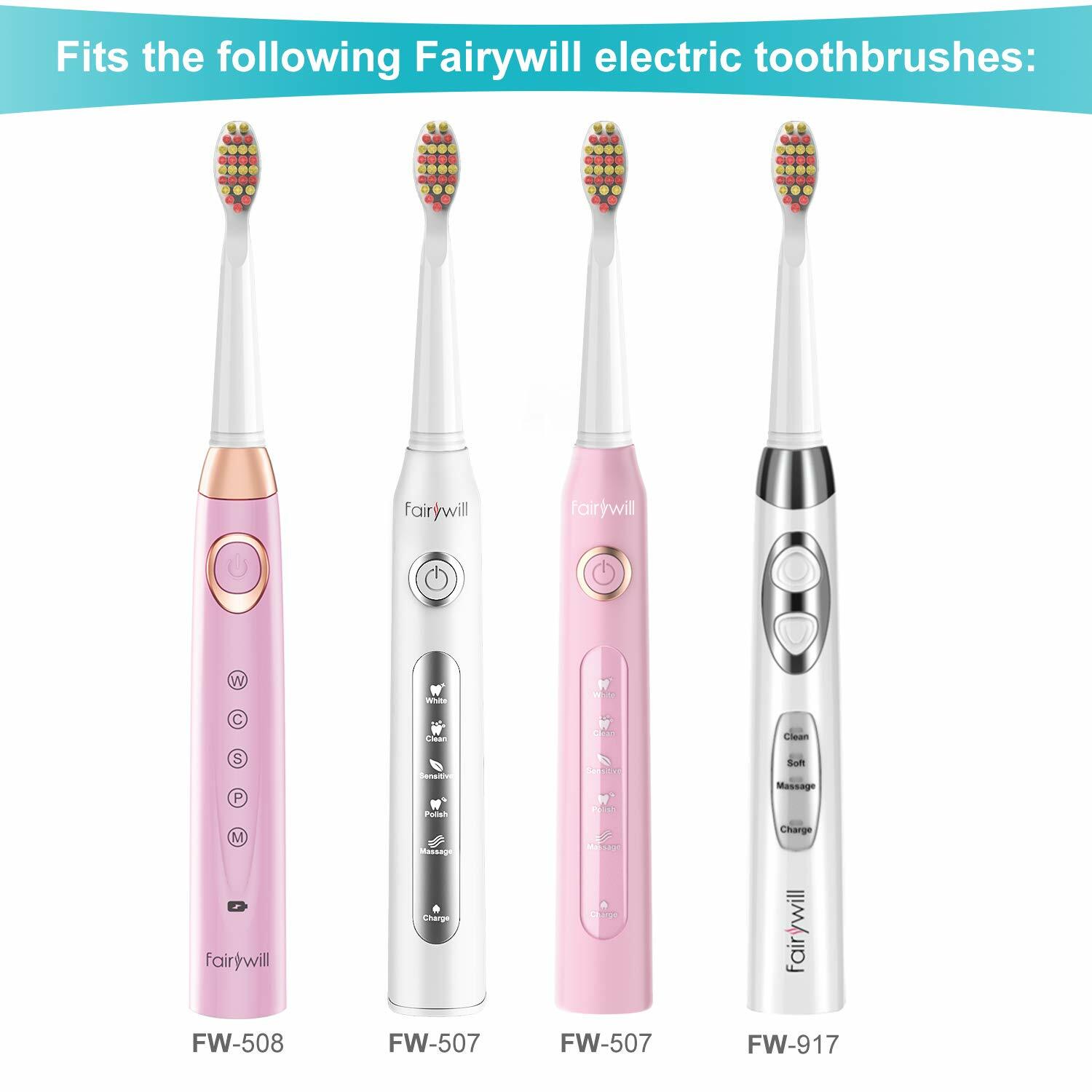 8 X Sonic Electric Toothbrush Heads Soft Replacement Heads For Fairywill 507 508 8 X Sonic Electric Toothbrush Heads Soft Replacement Heads For Fairywill 507 508