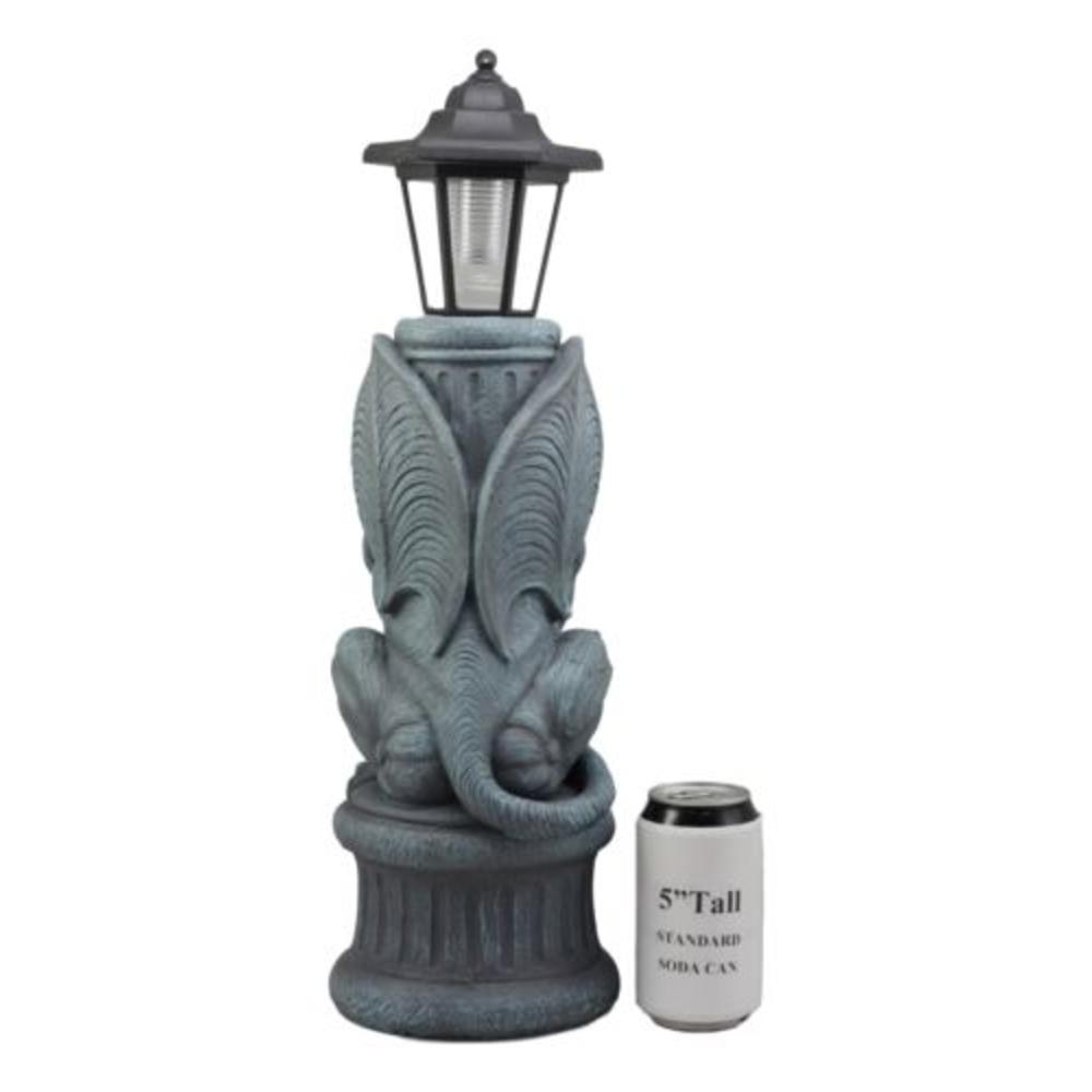 Ebros Gift Ebros Gothic Gargoyle Statue with Solar LED Lantern Light Post 20" Tall Figurine