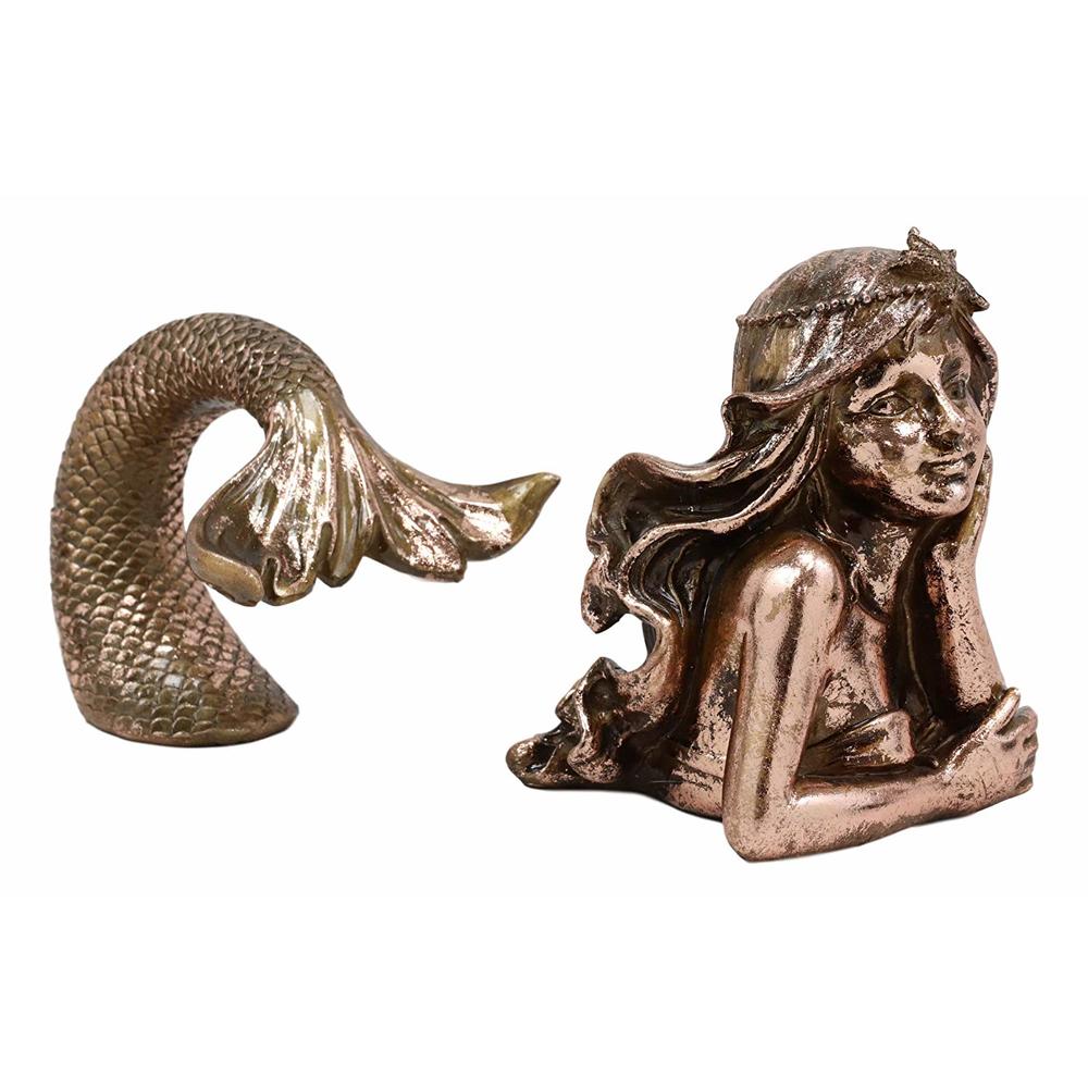 Ebros Gift Ebros Rose Gold Dreaming Siren Mermaid2 Piece Parts Body and Tail Statue 5" H