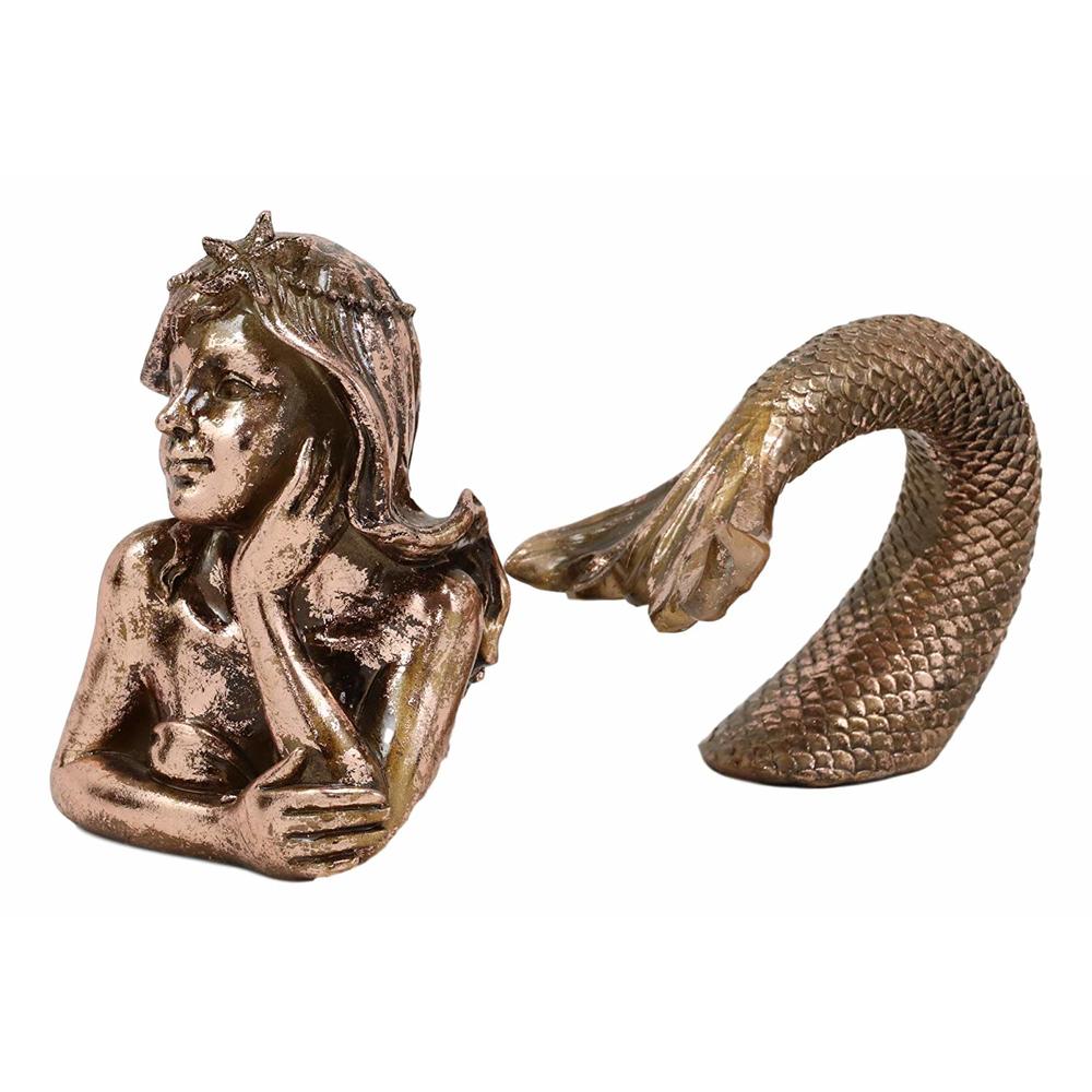 Ebros Gift Ebros Rose Gold Dreaming Siren Mermaid2 Piece Parts Body and Tail Statue 5" H