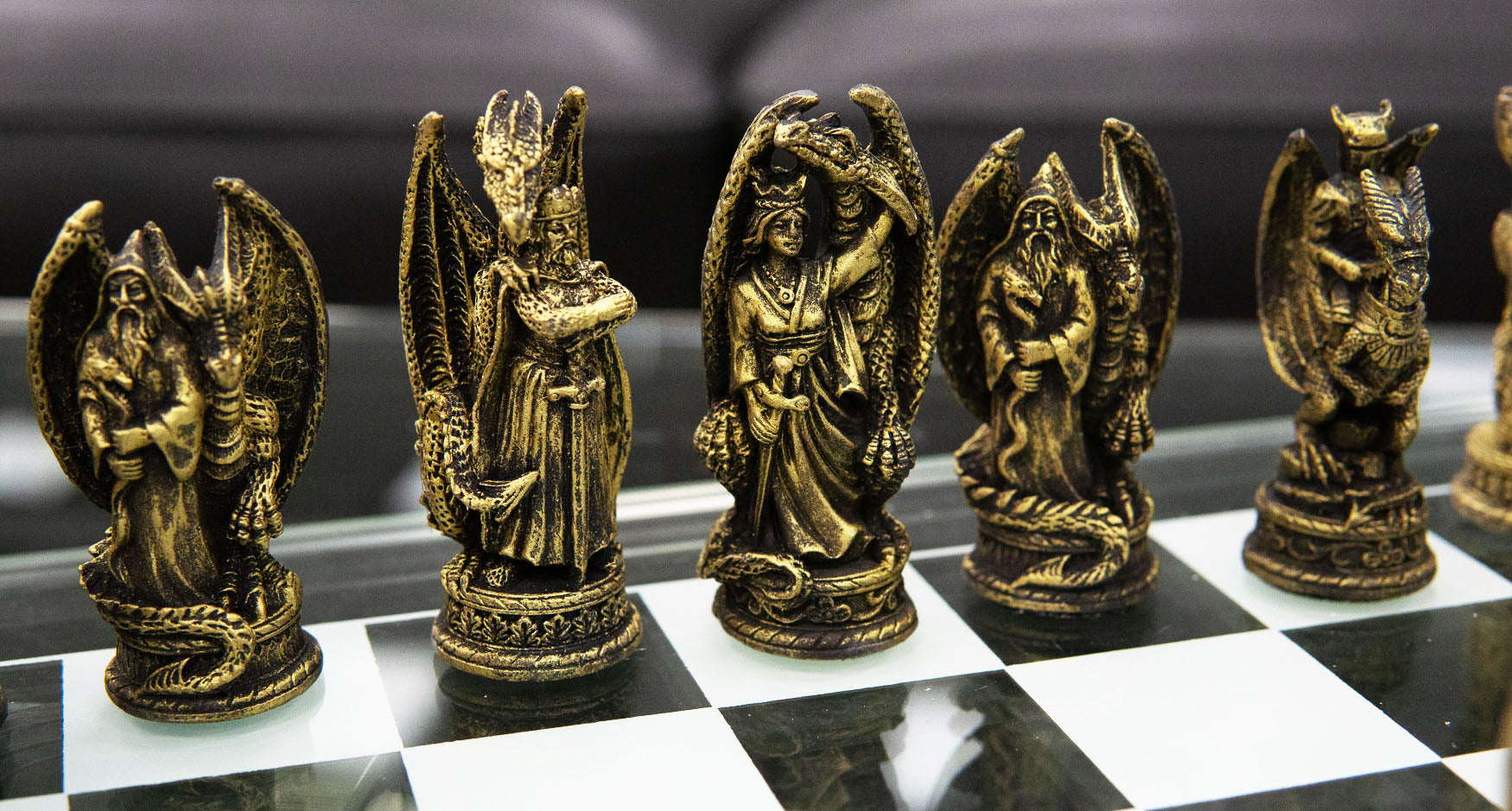 Ebros Gift Silver Gold Fantasy Dungeons And Dragons Resin Chess Pieces With Glass Board Set