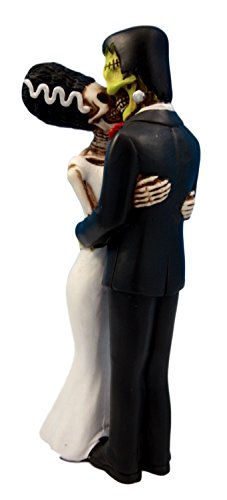 Ebros Gift Y9111GDC12 Ebros Day of The Dead Wedding True Love Kiss Skeleton  Frankenstein Skull Bride and Groom Couple Figurine Graveyard Macabre...