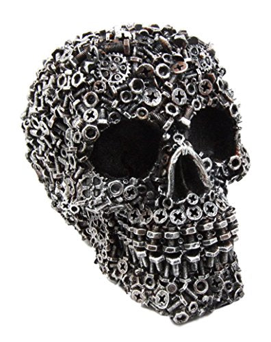 Ebros Gift Ebros Junkyard Mechanic Gears Nuts Bolts and Screws Hardware Skull Decorative Figurine 6.25" L Macabre Decor Skulls and...