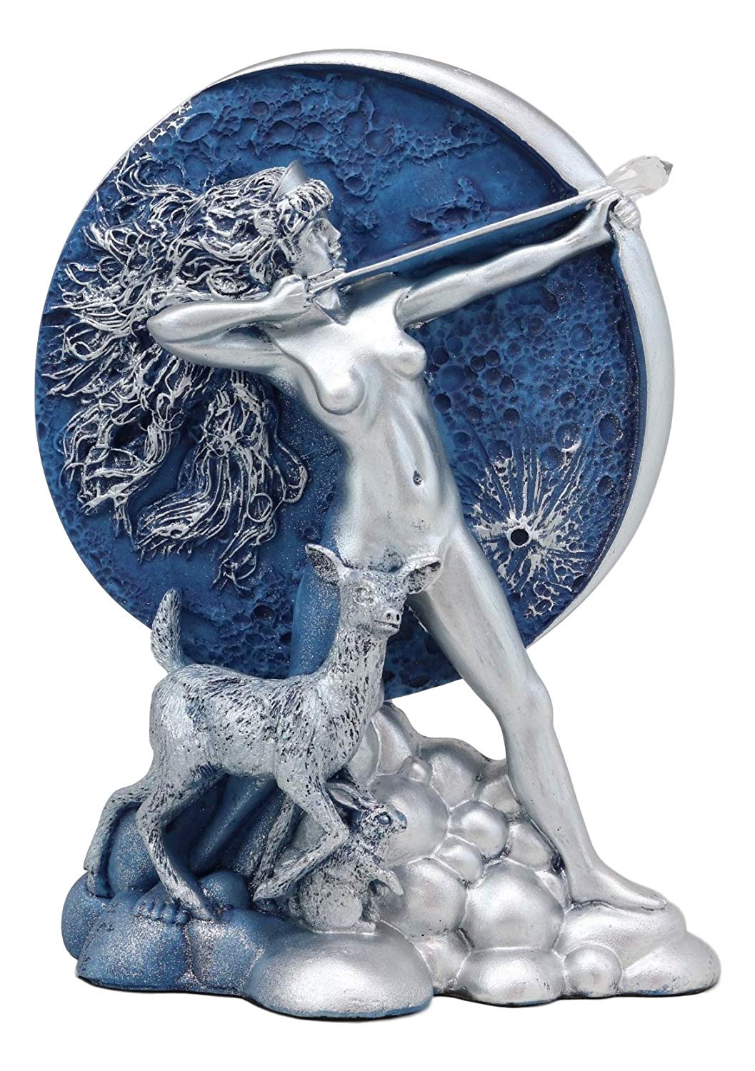 Ebros Gift Ebros Greek Goddess of The Hunt Moon Diana Drawing Bow and Arrow with Companion Deer Statue Oberon Zell Rendering of Artemis...
