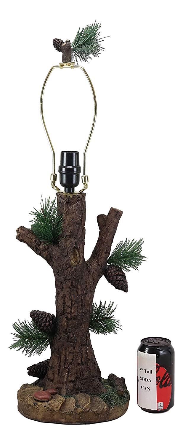 Ebros Gift Ebros Large 26.75"H Rustic Cabin Lodge Mountain Vintage Design Decor Pine Tree Needles Pinecones and Bark Textured Side...