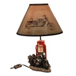 Ebros Gift Ebros Vintage Old Fashioned Retro Black Motorcycle by Classic Gas Pump Desktop Table Lamp 19"Tall Nostalgic Highway Route 66...