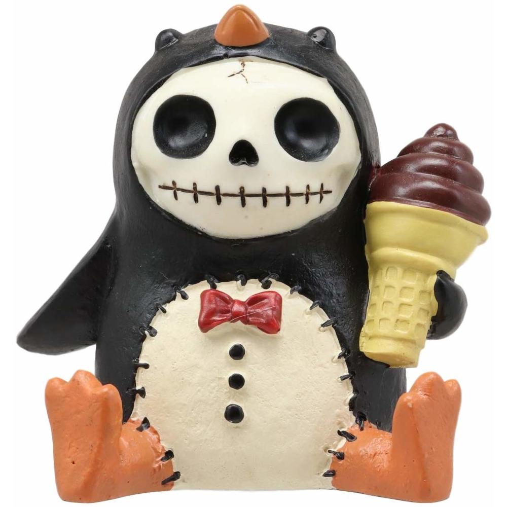 Ebros Gift 2.5" Tall Furrybones Pen The Emperor Penguin Chick with Red Bow Tie and Sugar Cone Ice Cream Collectible Figurine...