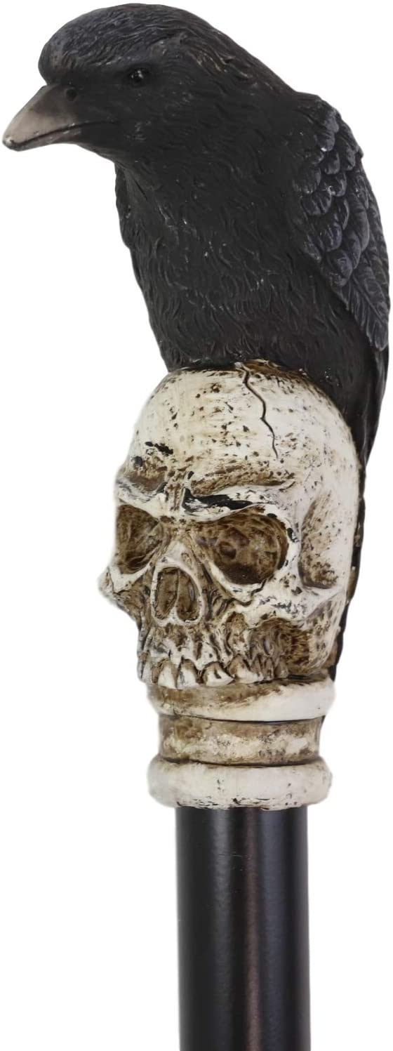 Ebros Gift Dark Raven Crow On Skull Walking Cane Ghosts Of Silent Hill Resin Fiber Glass
