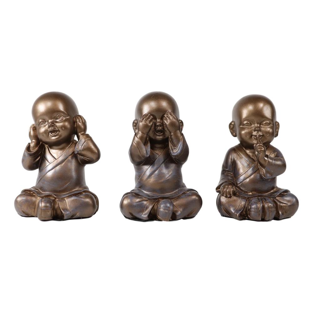 Ebros Gift See Hear Speak No Evil Wise Shaolin Kung Fu Little Monks Set of Three Figurines