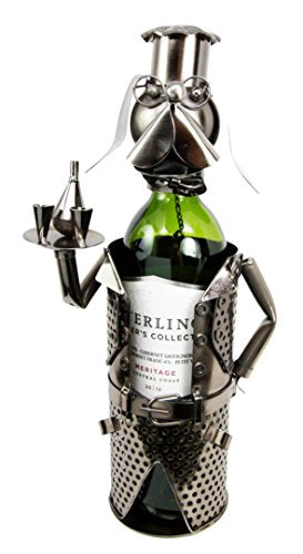 Ebros Gift Beagle Dog Party Cocktail Waiter Butler Hand Made Metal Wine Bottle Holder Caddy Decor Figurine 13.75"H