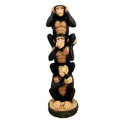 Ebros Gift Stacked See Hear Speak No Evil Monkeys Three Wise Apes of The Jungle Figurine 8.5" H Monkey See Monkey Do Animal...