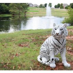 Ebros Gift Ebros Large 20" Tall Realistic White Siberian Tiger Sitting On Guard Decorative Resin Statue As Guest Greeter Welcome Home...