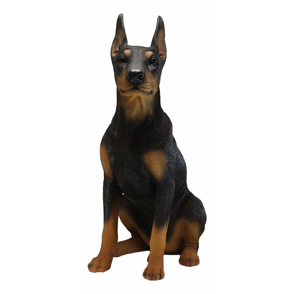 Ebros Gift Ebros Large Lifelike Realistic Sitting Black Doberman Pinscher Dog Statue 23.5" Wide Fine Pedigree Dogs Dobermann Breed...