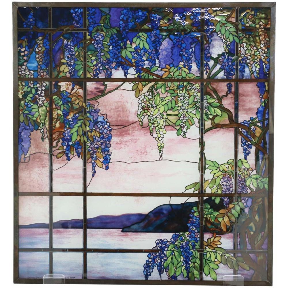 Ebros Gift Ebros Louis Comfort Tiffany Landscape Window Oyster Bay Stained Glass Art Panel