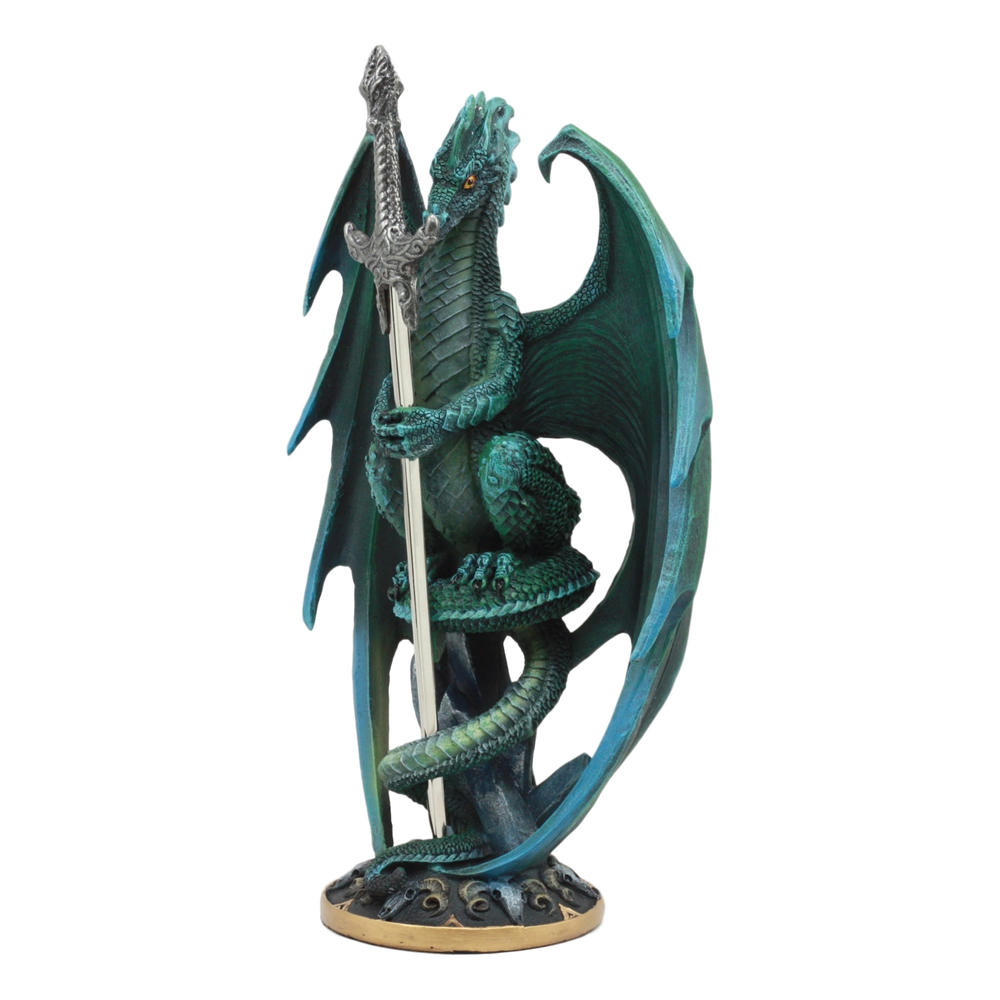 Ebros Gift Ebros Ram Skull Blade Ruth Thompson Green Dragon Statue with Dragon Letter Opener Blade 10" Tall Dragon Blade Series...