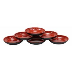 Ebros Gift Ebros Red And Black Melamine Traditional Design Condiments Soy Sauce Dipping Plate or Dish Set of 6 Great Housewarming Gift...
