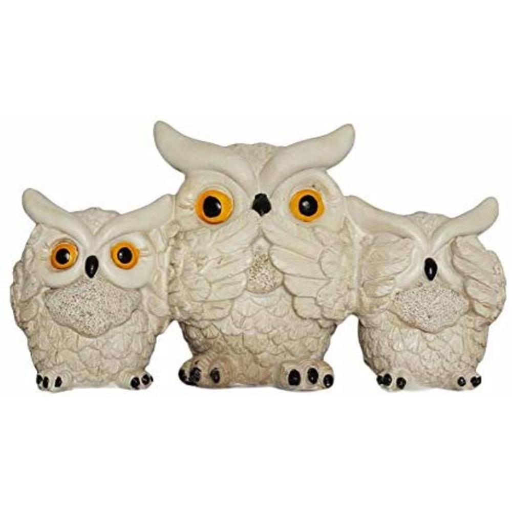 Ebros Gift Ebros See Hear Speak No Evil Wise Acrobatic Fat Owls Figurine 7.25" Wide (Cream)