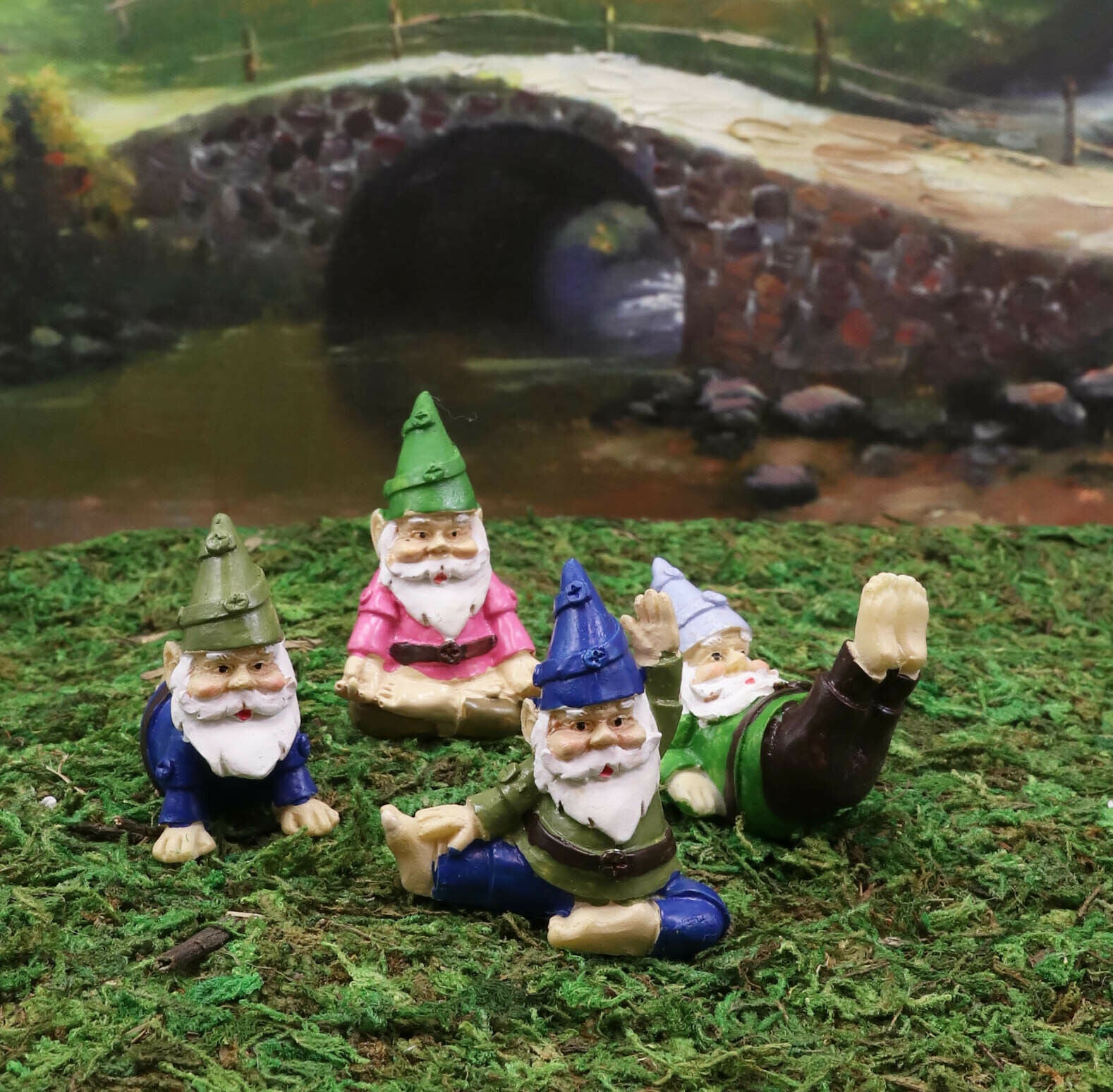 Ebros Gift Ebros Set of 4 Mini Yoga Garden Gnomes Miniature Figurines