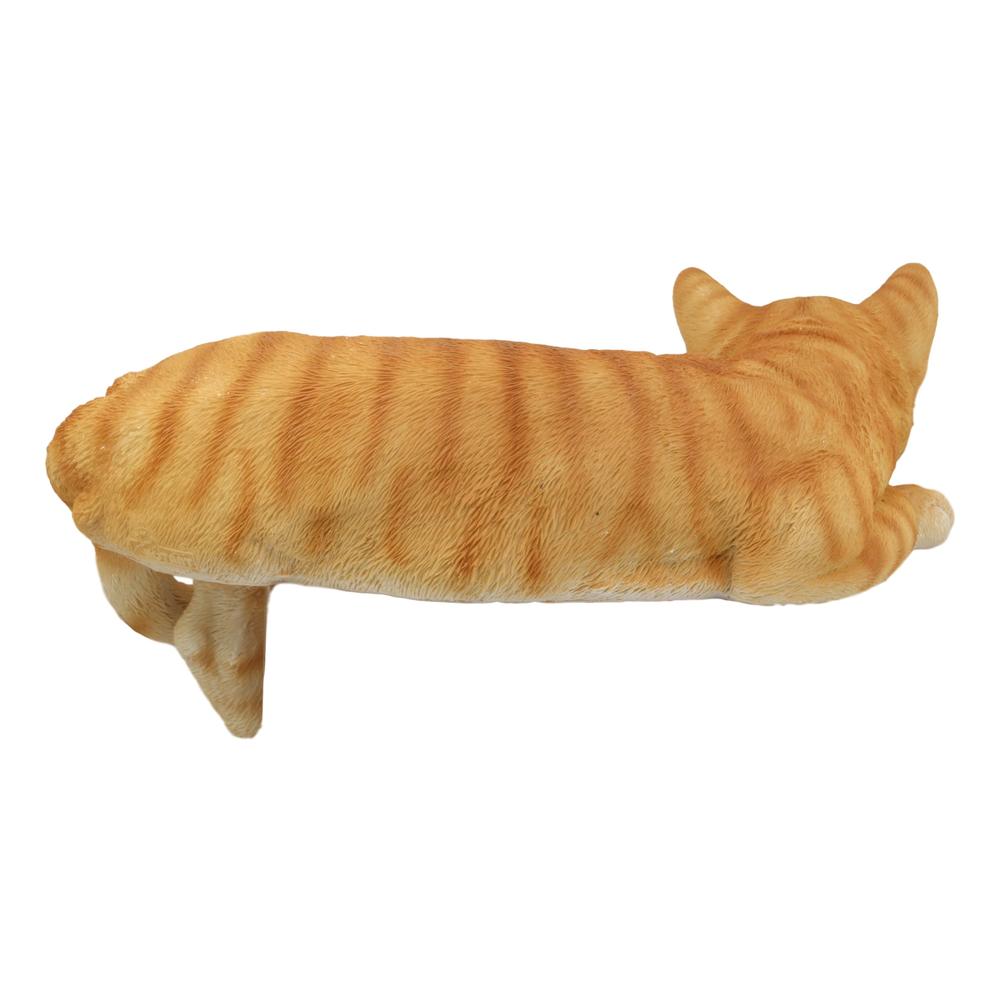 Ebros Gift Lifelike Perching Orange Tabby Cat Shelf Sitter Statue 13.25"L Decor Cats Kitten