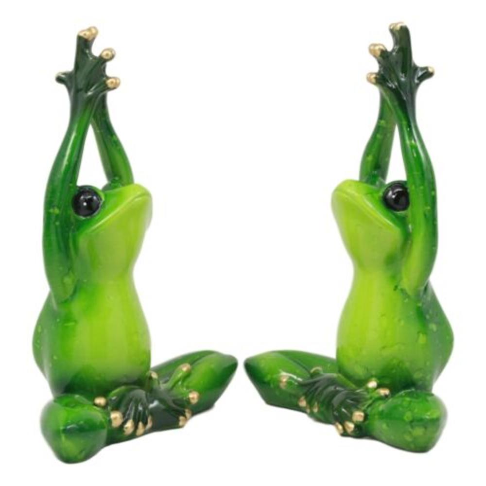 Ebros Gift Meditating Twin Yoga Frogs In Lotus Pose Statue Buddha Frogs Pair Set 5.25"Tall