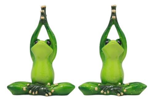 Ebros Gift Meditating Twin Yoga Frogs In Lotus Pose Statue Buddha Frogs Pair Set 5.25"Tall