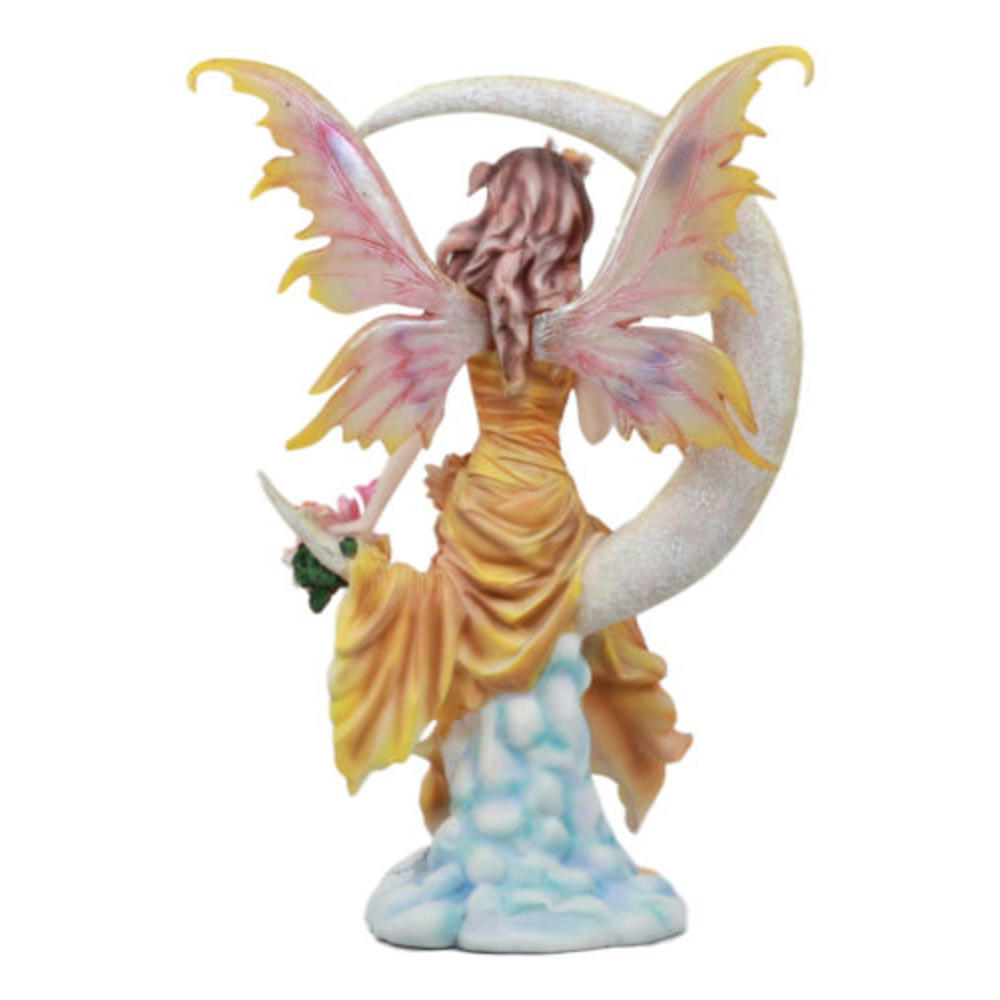 Ebros Gift Nene Thomas Art Celestial Crescent Moon Earth Elemental Floral Fairy Statue 11"H
