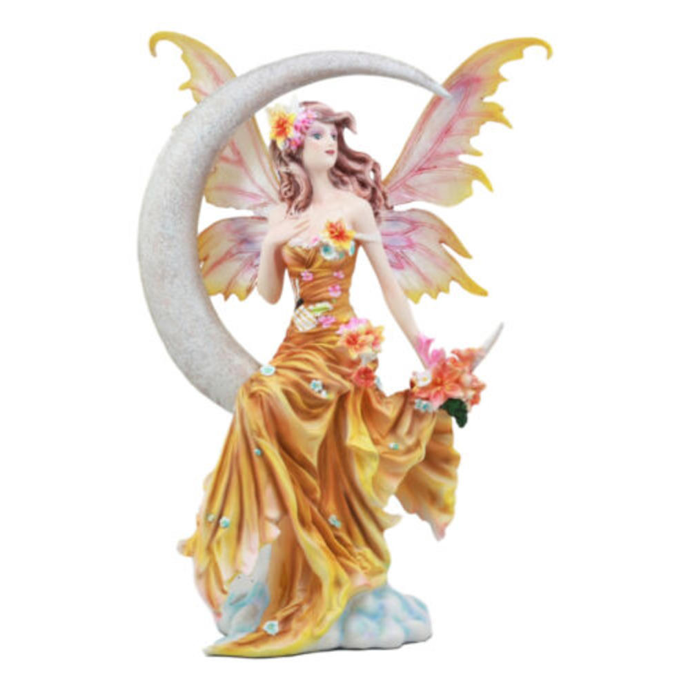 Ebros Gift Nene Thomas Art Celestial Crescent Moon Earth Elemental Floral Fairy Statue 11"H