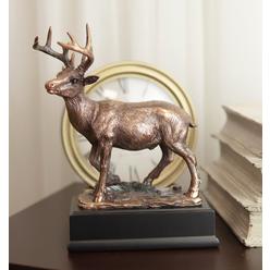 Ebros Gift Rustic 12 Point Buck Stag Deer Bronze Patinated Resin Statue With Trophy Base