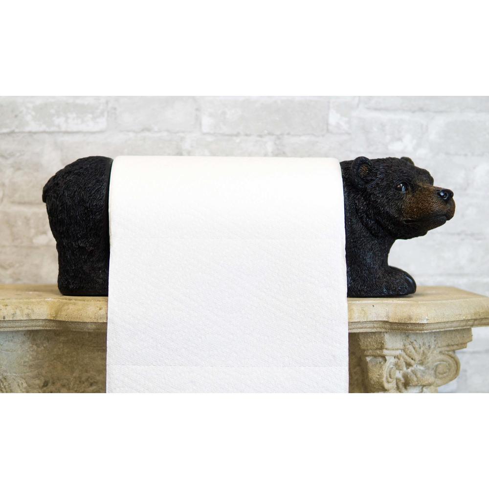 Ebros Gift Rustic Woodland Forest Black Bear Standing Paper Towel Holder Dispenser Statue