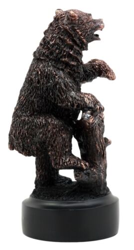 Ebros Gift Wall Street Standing Grizzly Bear Statue Bronze Electroplated Resin Figurine