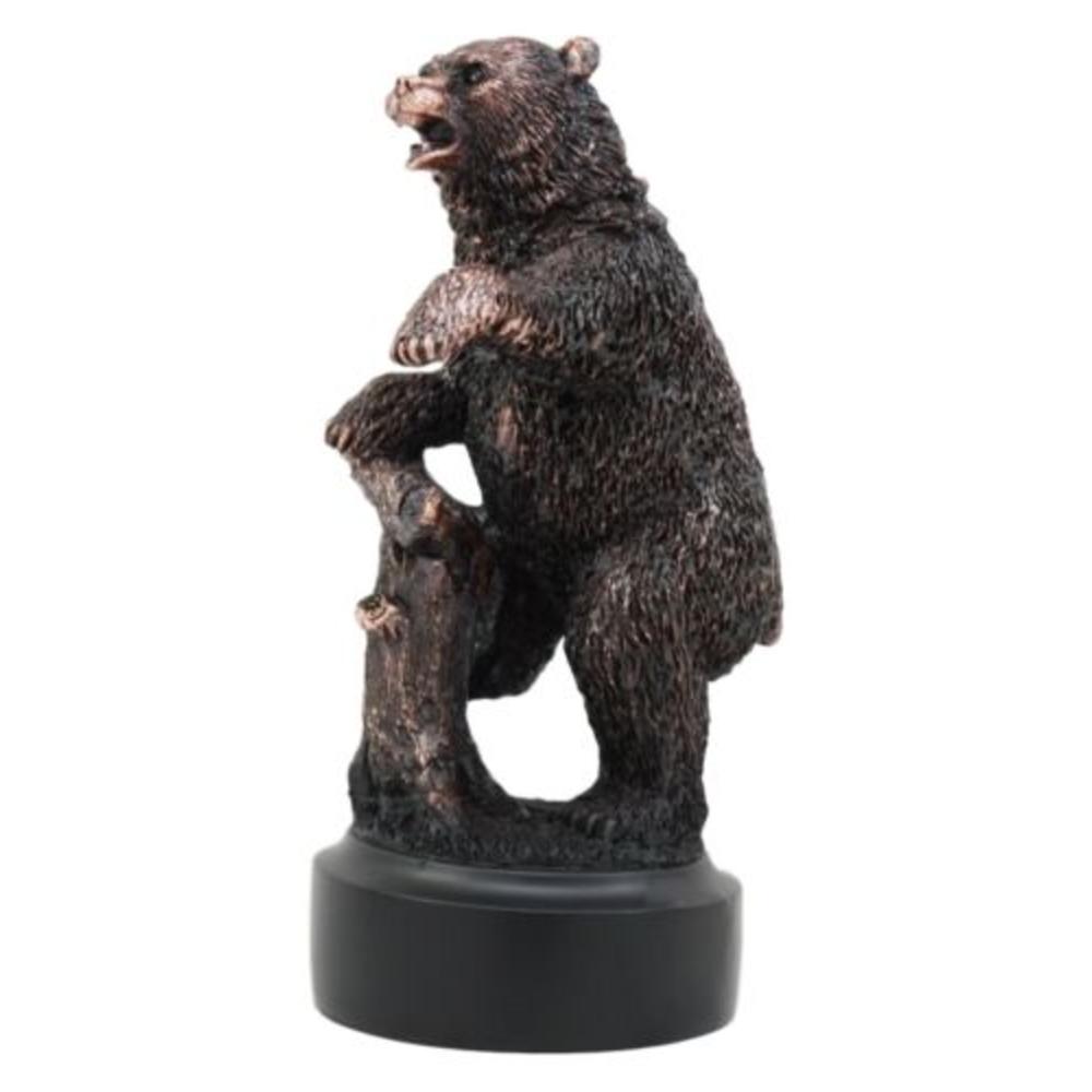 Ebros Gift Wall Street Standing Grizzly Bear Statue Bronze Electroplated Resin Figurine
