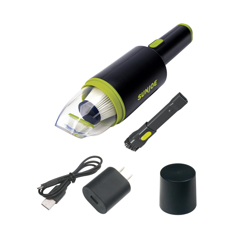 Sun Joe Cordless 8.4-Volt Handheld Vacuum Cleaner, Ultra-Lightweight, HEPA Filtration with EZ Clear Collection Bin, USB Charging Block 