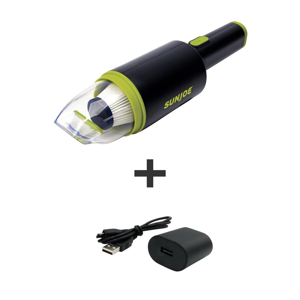 Sun Joe Cordless 8.4-Volt Handheld Vacuum Cleaner, Ultra-Lightweight, HEPA Filtration with EZ Clear Collection Bin, USB Charging Block 